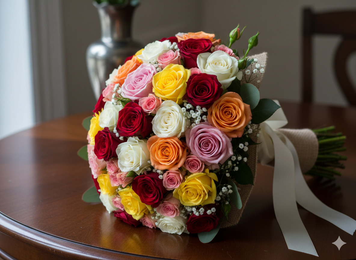 Classic rose bouquet with mixed roses